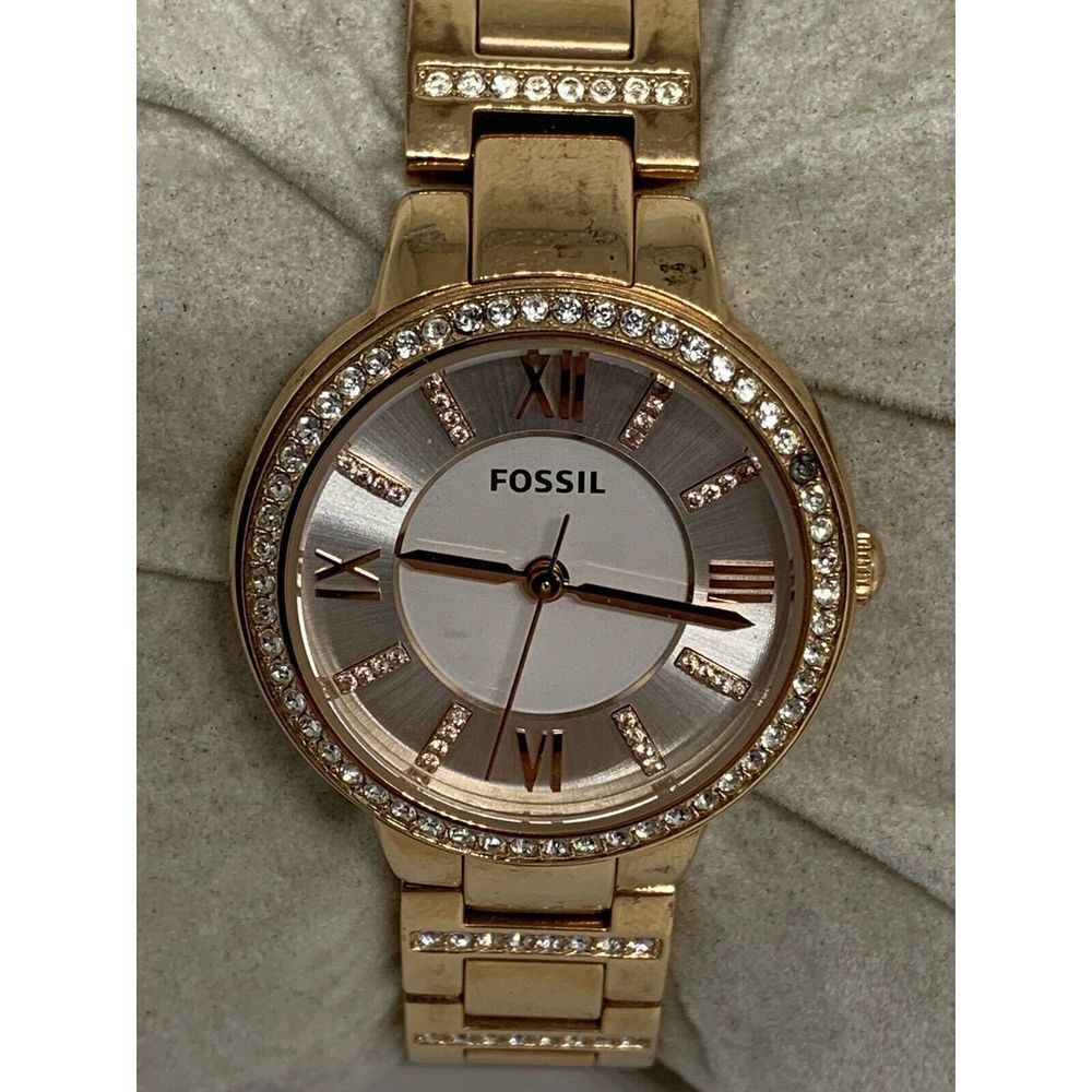 Fossil ES3284 Women's Rose Gold Stainless Steel Analog Silver Dial Watch HK812